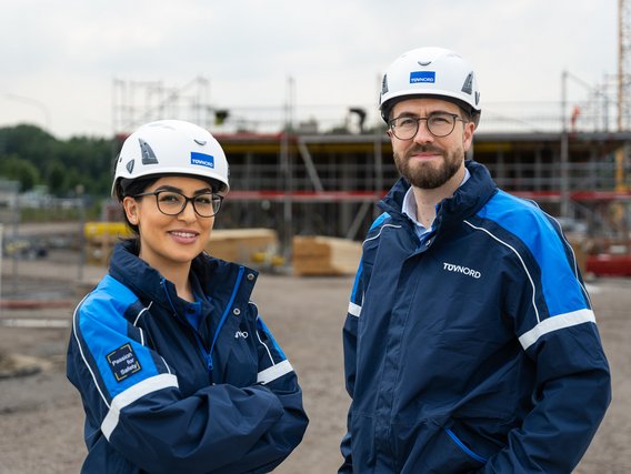 Two engineers on a construction site