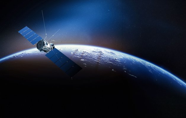 Satellite in space above the earth