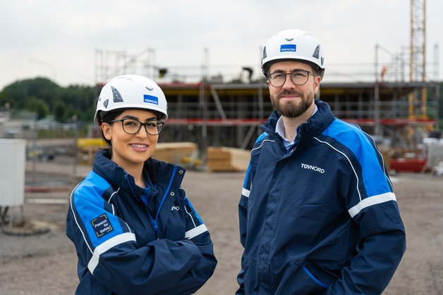 Two engineers on a construction site