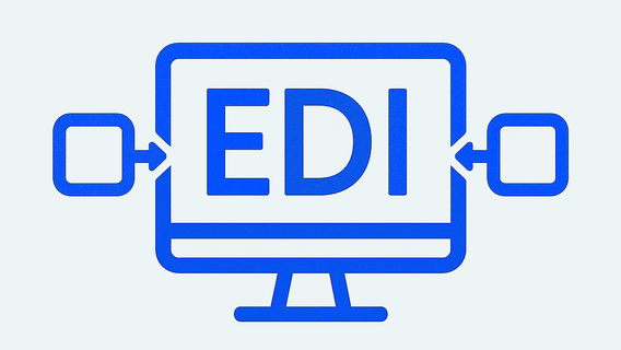 Simplified EDI icon representing efficient electronic data interchange and seamless digital communication.
