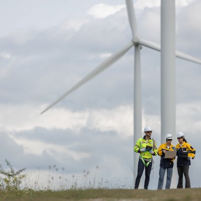 Workers on a renewable energy farm