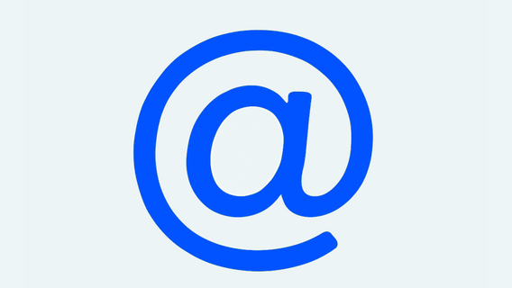 Blue "@" symbol, universally recognized for email.