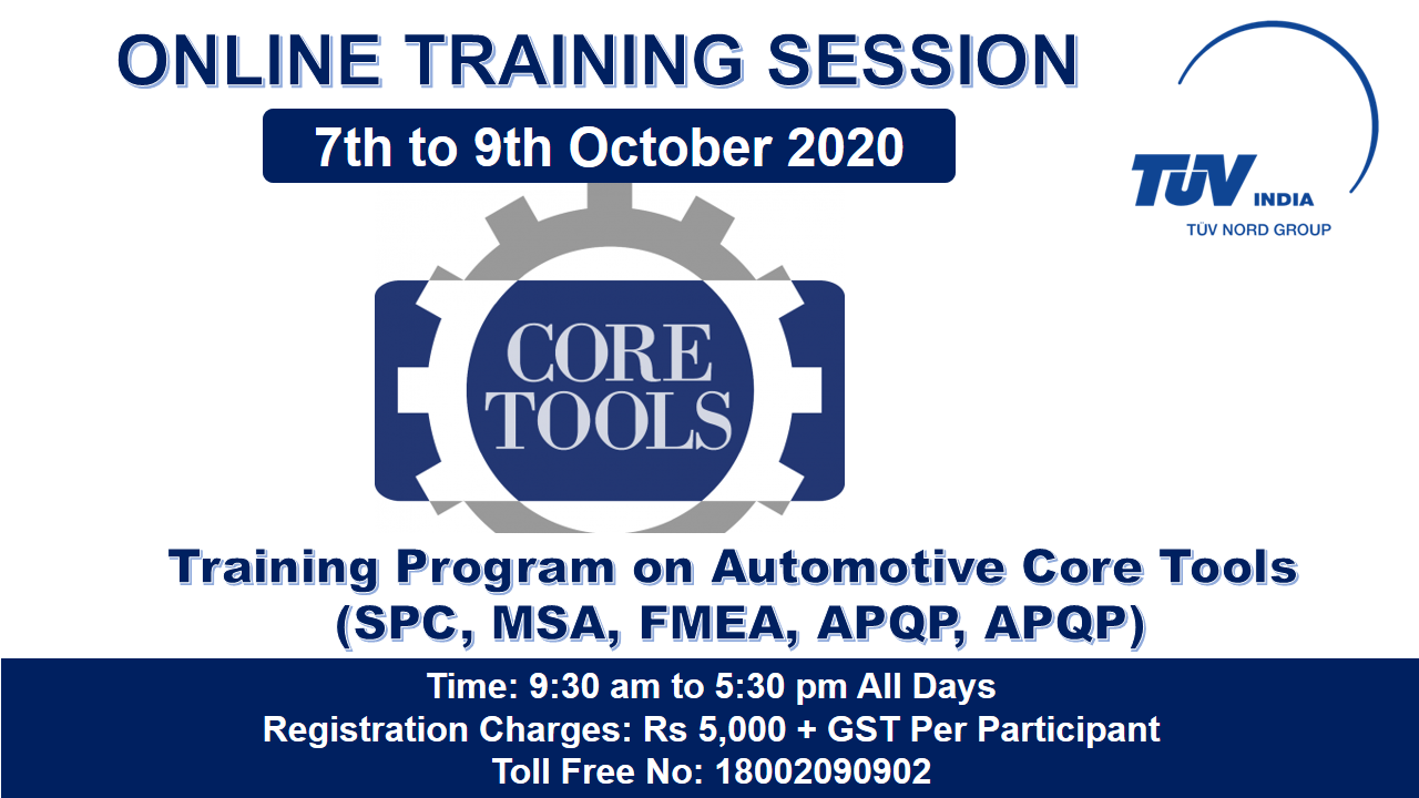 Training Program On Automotive Core Tools Spc Msa Fmea Apqp Apqp Tuv India Online Training Services Tuv India